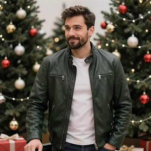 Festive Portrait of a Man with Gifts