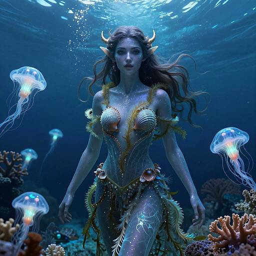 Mystical Female Water Genasi Illustration