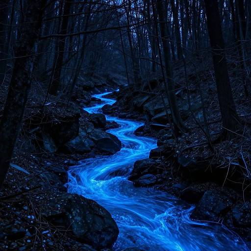 Luminescent River Through Enchanted Forest