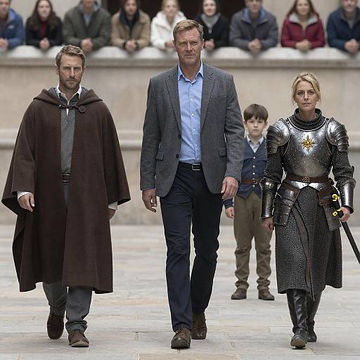 Group of Four in Stone Courtyard