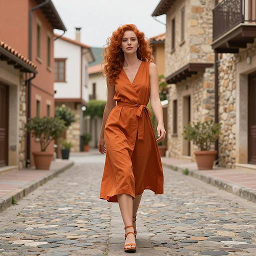 Red-Haired Beauty in Rustic Village