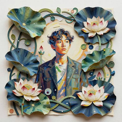 Elegant Musician Amid Lotus Dreams