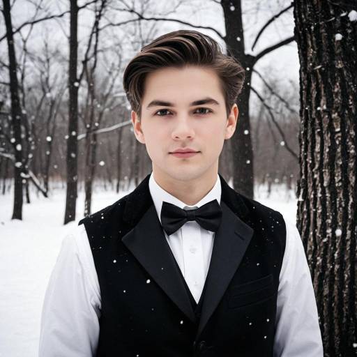 Young Man in Winter Formal Outfit