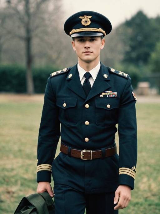 Young Male Military Officer in Formal Uniform