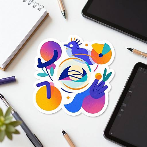 Vibrant Creative Workspace Sticker Design