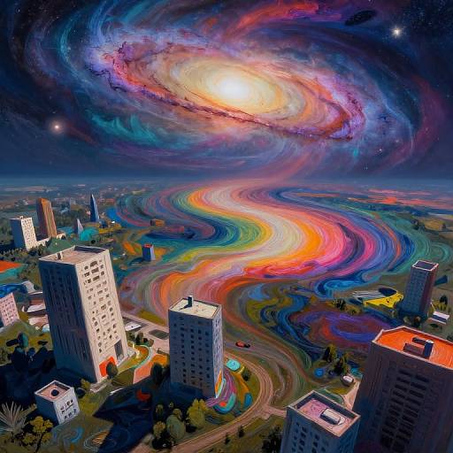 Surreal Galaxy-Infused Architectural Panorama