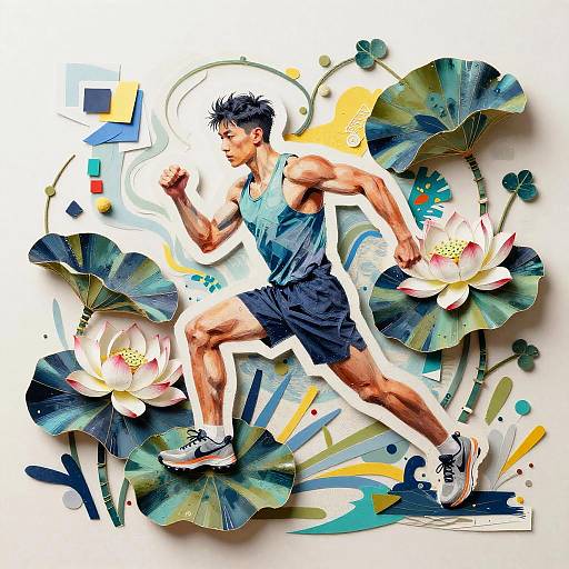 Dynamic Athlete in Dreamlike Composition