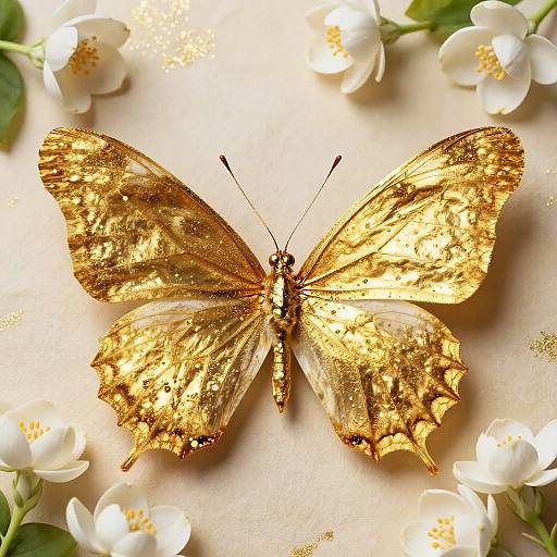 Majestic Golden Butterfly on Apricot Vellum