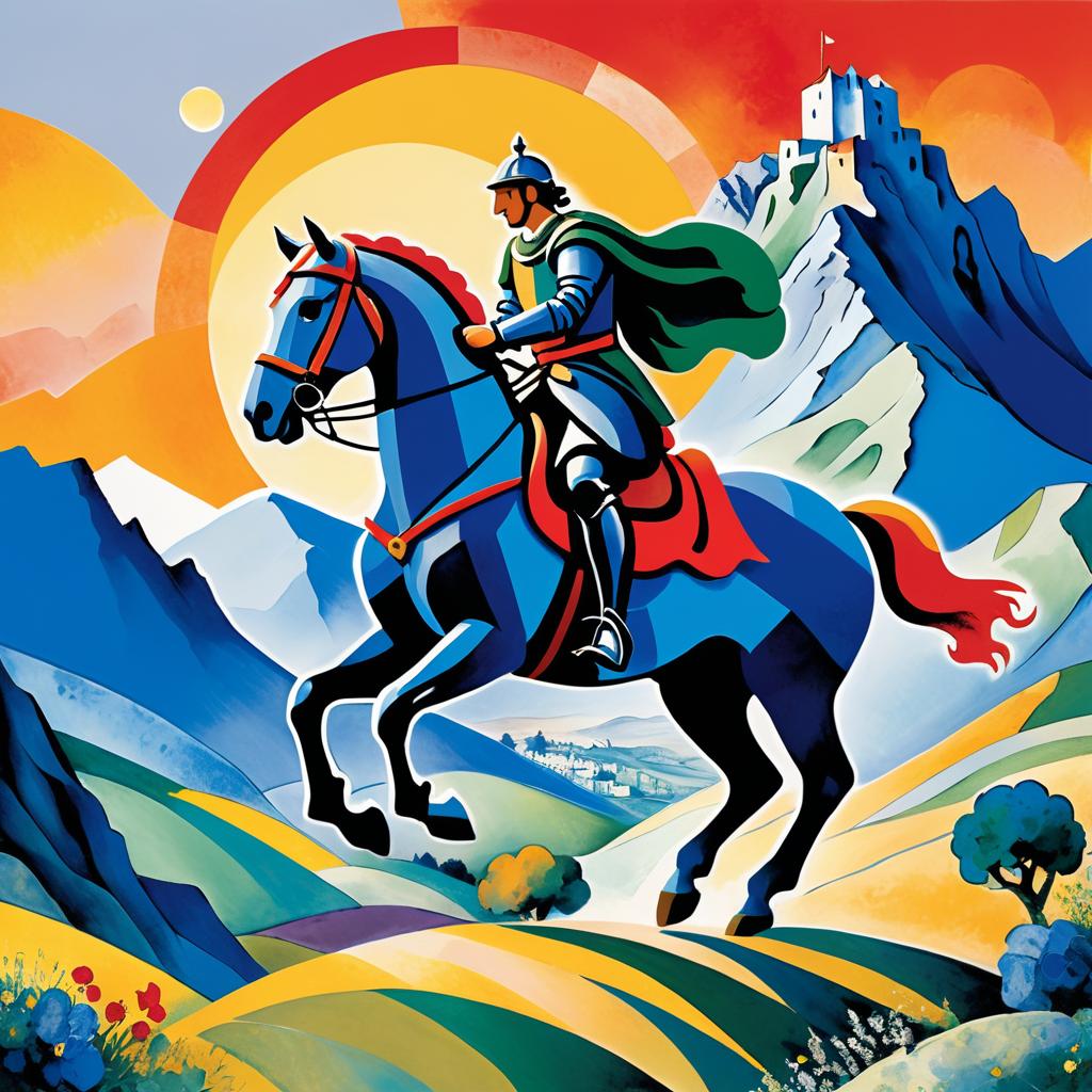 Chagall-Inspired Knight on Horseback