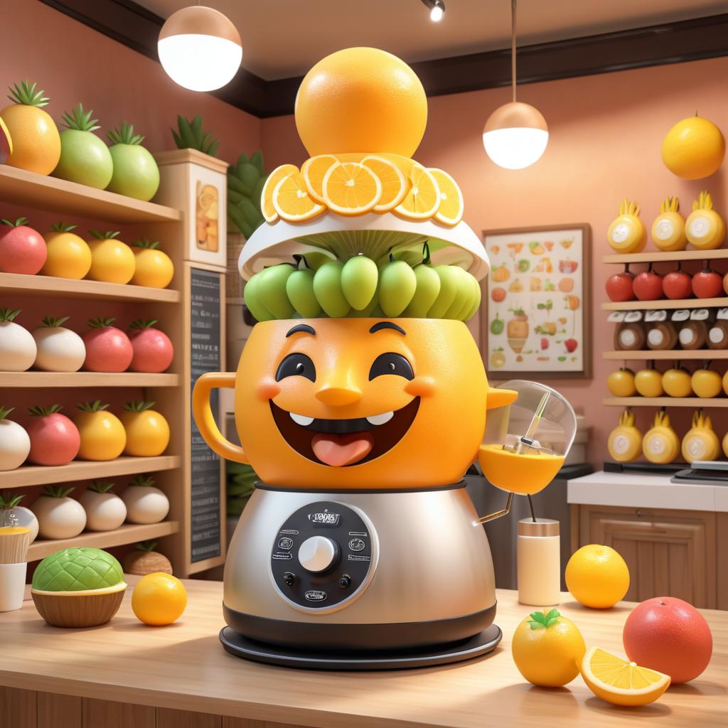 Cheerful Blender in Cozy Bakery Scene