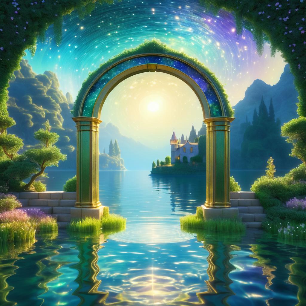 Magical Portal Over Shimmering Lake