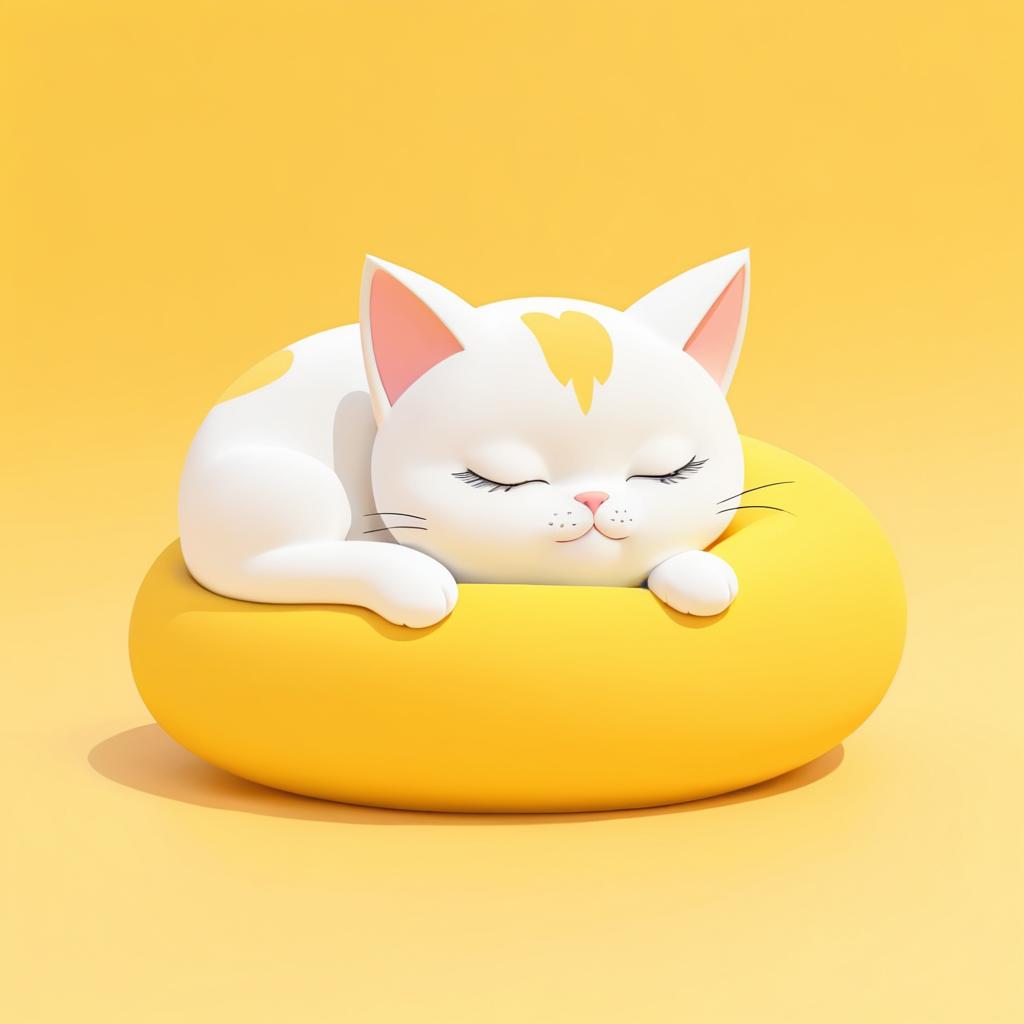 Sleepy Cat Character Animation on Yellow