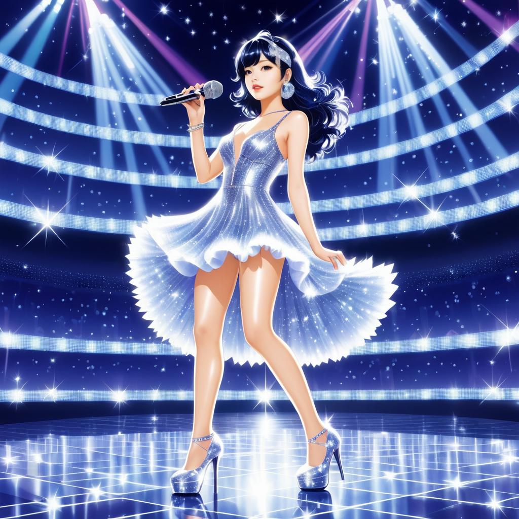 Shimmering Pop Star Performing in Arena