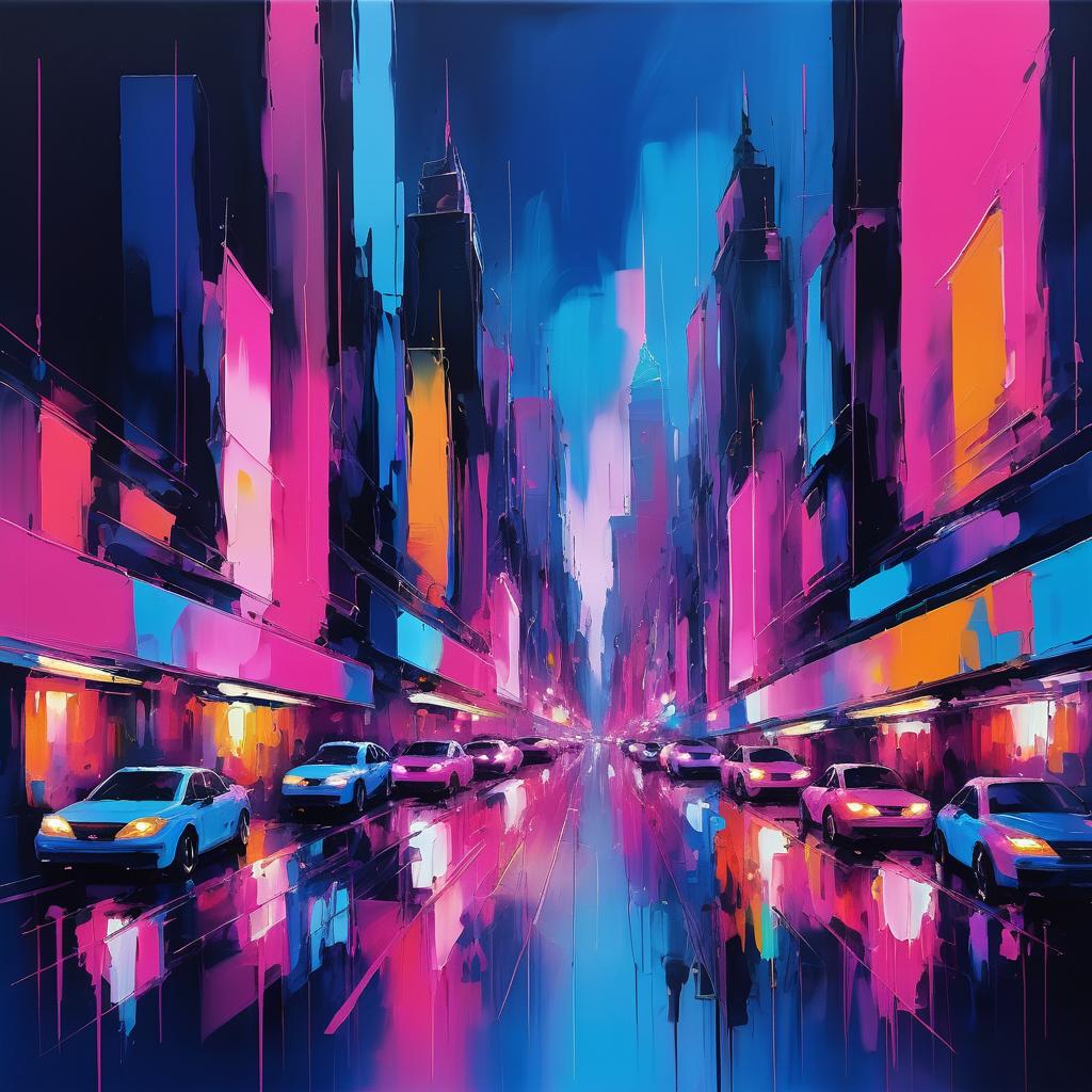 Vibrant Abstract Cityscape at Night