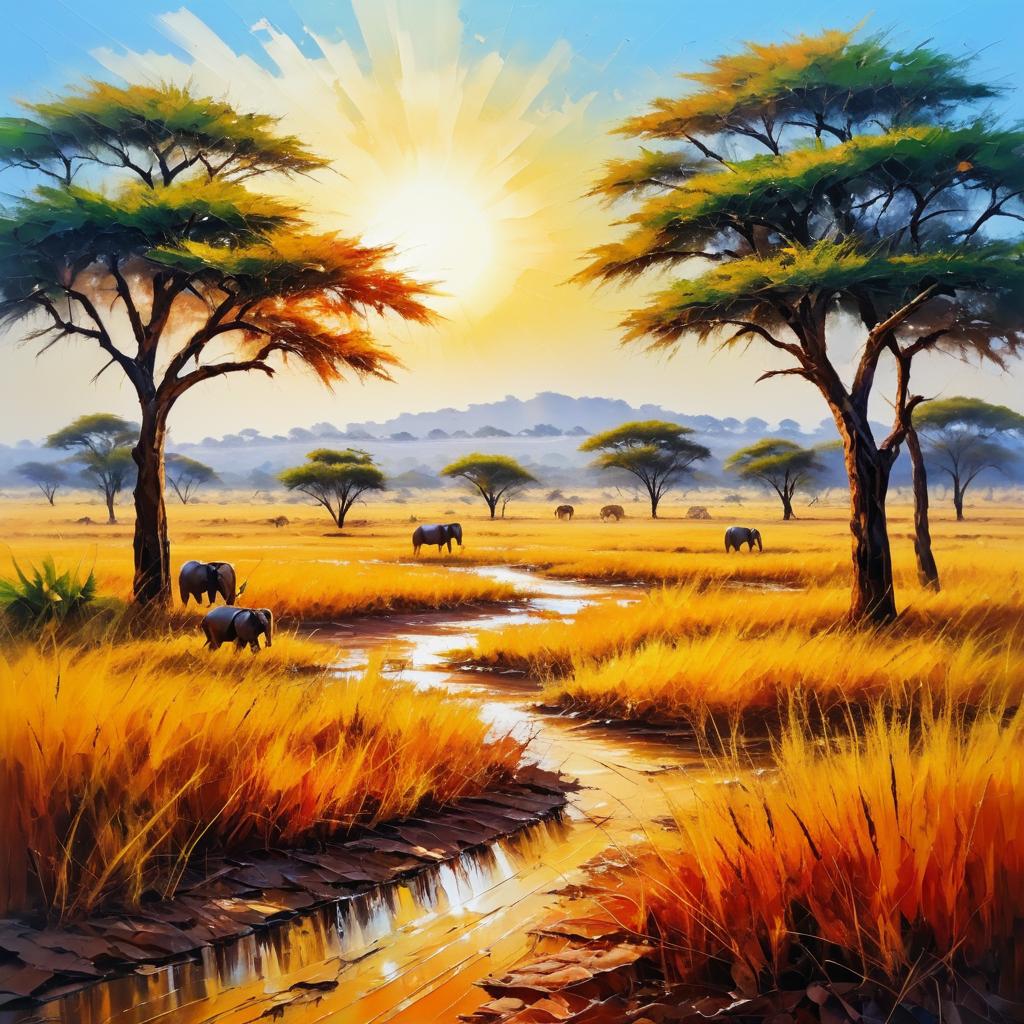 Vibrant Savanna Wildlife Under Scorching Sun