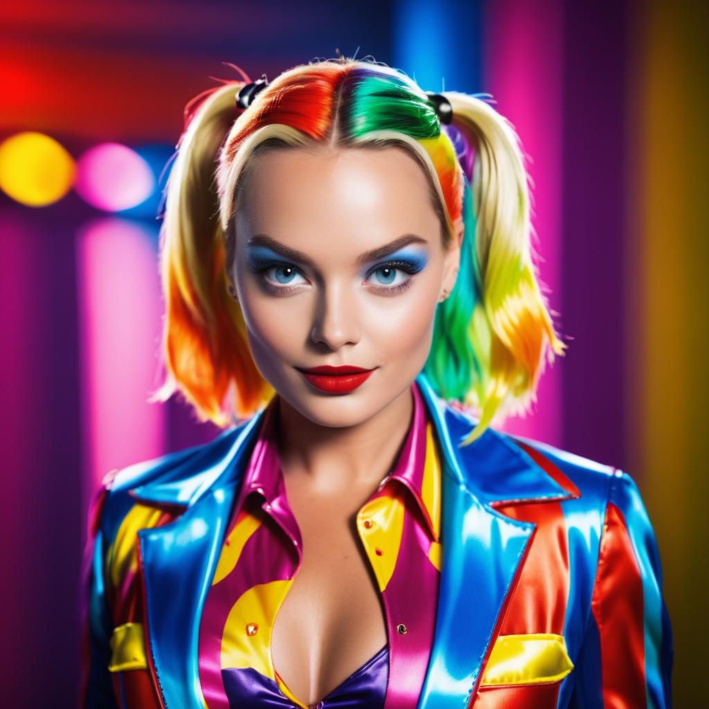 Vibrant Studio Photo of Cosplaying Margot Robbie