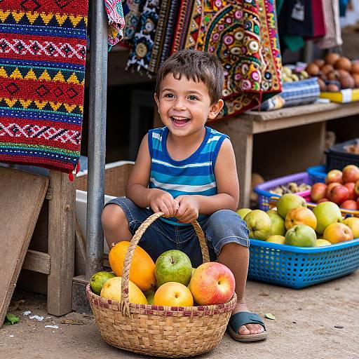 Bright-Eyed Boy at Village Market