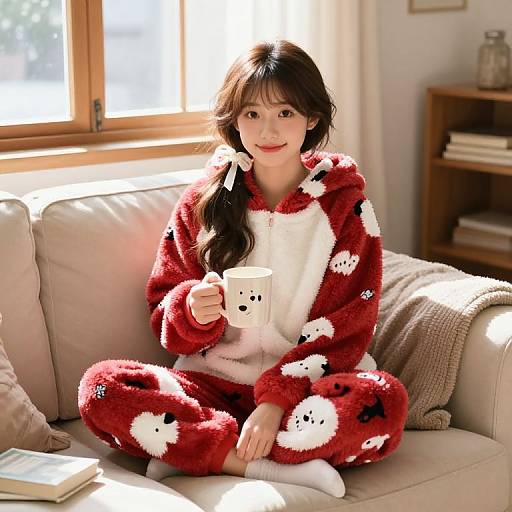 Cozy Dalmatian Jumpsuit Girl Indoors