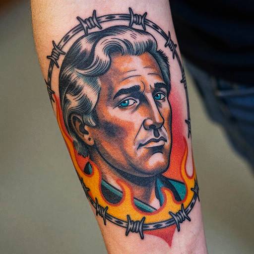 Neo-Traditional George W Bush Tattoo