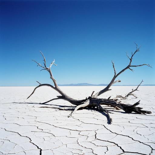 Gnarled Driftwood on Salt Flat