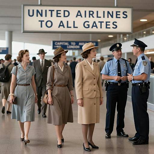1940s Airport Scene with Passengers