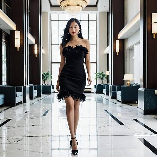 Elegant East Asian Model in Luxe Outfit