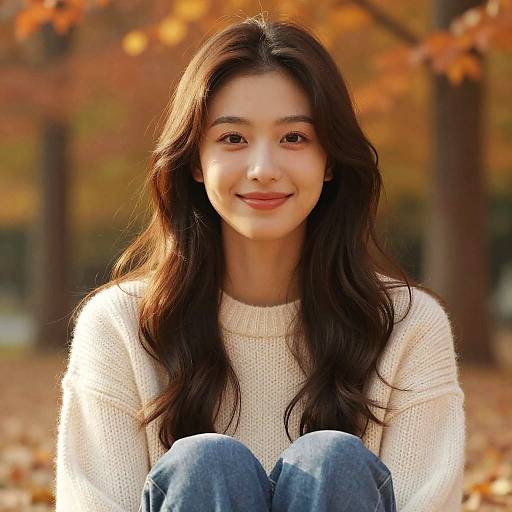 Warm Autumn Portrait of Young Woman