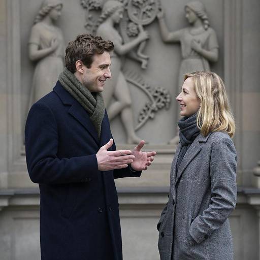 Couple in Front of Ornate Carving