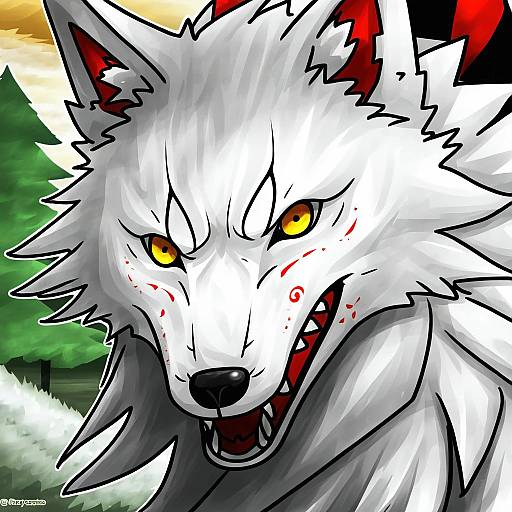 Illustration of Amaterasu (ookami), ookami (game) in the style of Muryotaro