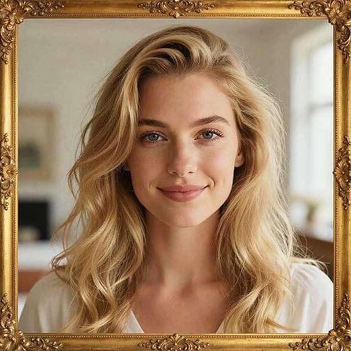 Softly Smiling Blonde Woman Portrait