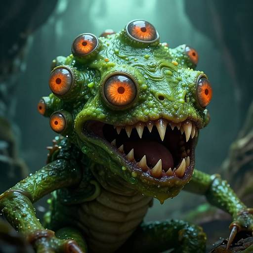 Many-Eyed Glowing Monster Close-Up