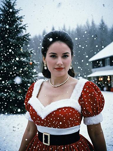 Photorealistic Snowy Christmas Party Portrait