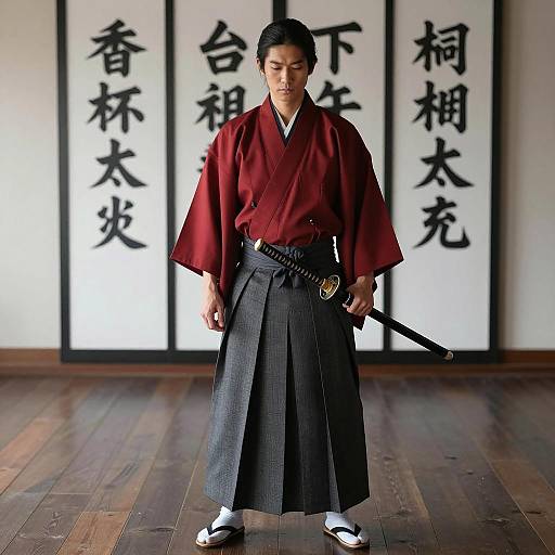 Asian Man in Traditional Martial Arts Attire