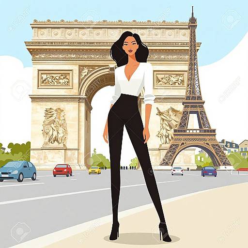 Fashionable Woman in Paris Illustration