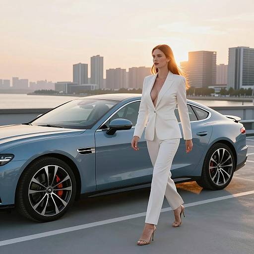 Sleek Fashion by the Waterfront Car