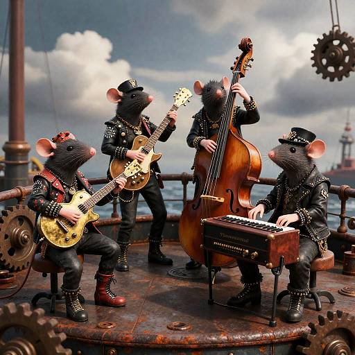 Cinematic Steampunk Rat Punk Rock Band