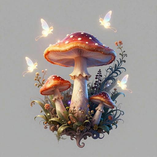 Mystical Fairy Mushroom Tattoo Design