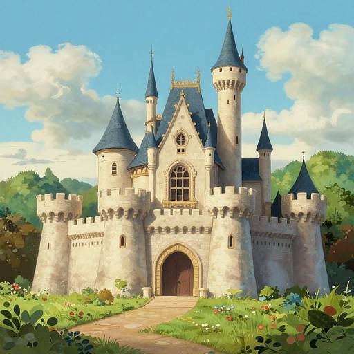 Whimsical Scottish Cartoon Castle