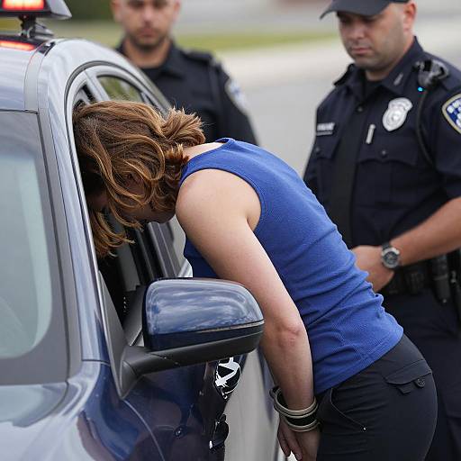 Arrest Scene with Woman and Officer