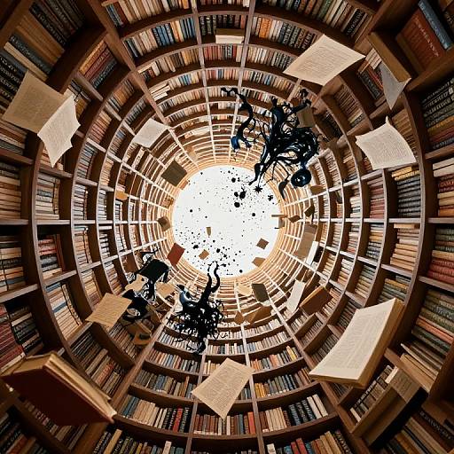 Surreal Library with Floating Books