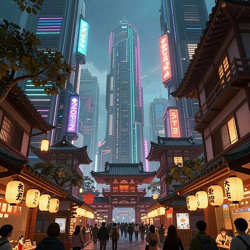Futuristic Mito Cyberpunk Cityscape