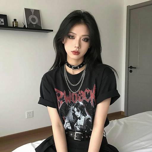 Gothic Style Woman in Modern Room