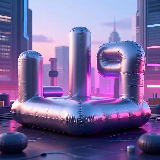 CGI image of a shiny, silver, inflatable 