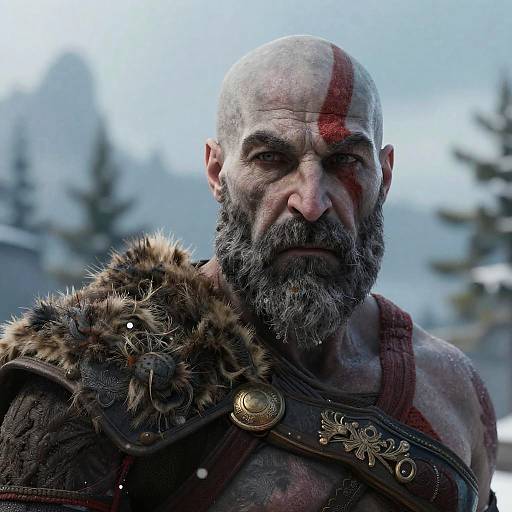 Cinematic Closeup of a Grizzled Warrior