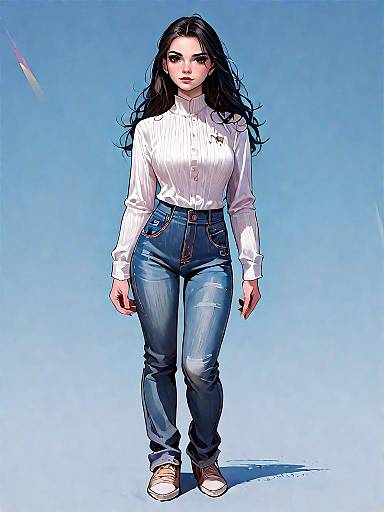 Casual Woman in Black Henley Outfit