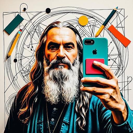 Leonardo da Vinci Taking a Selfie