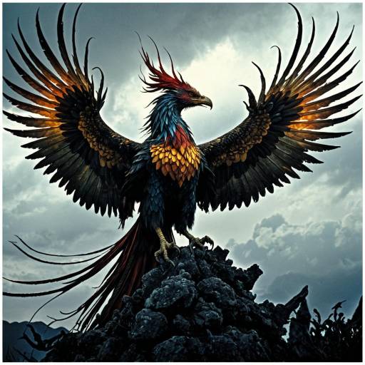 Majestic Ancient Phoenix with Spread Wings