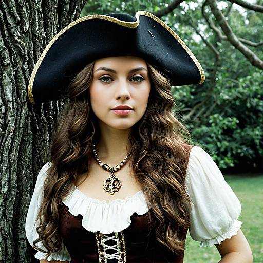 Young Woman in Buccaneer Costume Outdoors