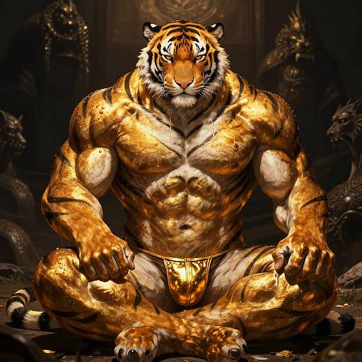 Muscular Anthro Tiger Artwork with Depth