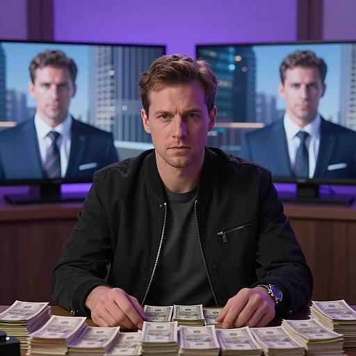 Mysterious Man Surrounded by Wealth